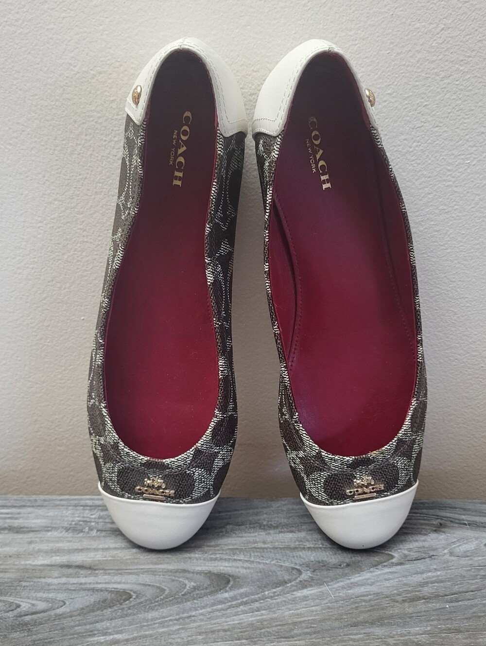 Coach Chelsea Monogram Ballet Flats Brown/White Size 9 B - Picture 4 of 10